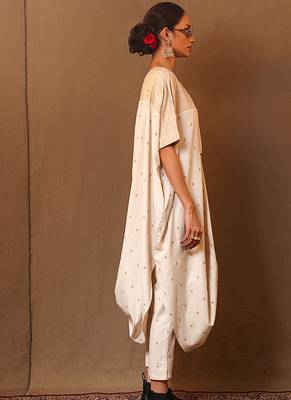 White printed cotton kurta set 2