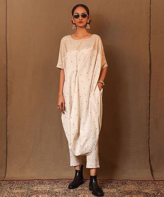 White printed cotton kurta set 4