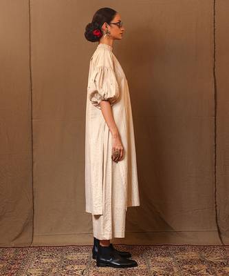 White printed cotton long kurta 2
