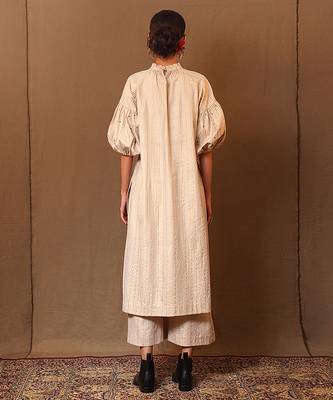 White printed cotton long kurta 3