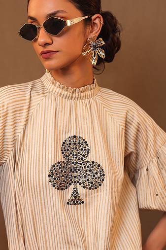 White printed cotton kurta set