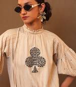 White printed cotton kurta set