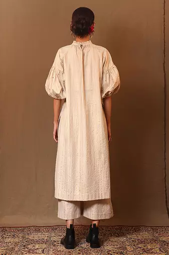 White printed cotton kurta set