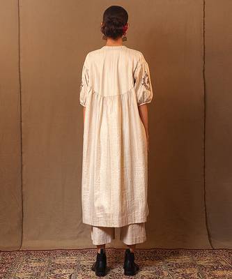 White printed cotton long kurta 4