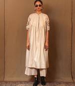 White printed cotton kurta set
