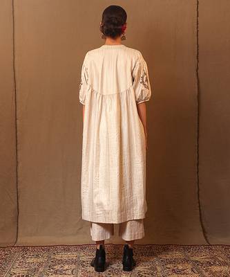 White printed cotton kurta set 3