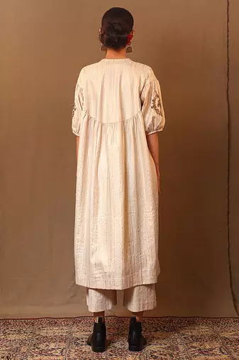 White printed cotton kurta set