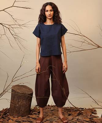 Blue and Brown cotton co ord set 1