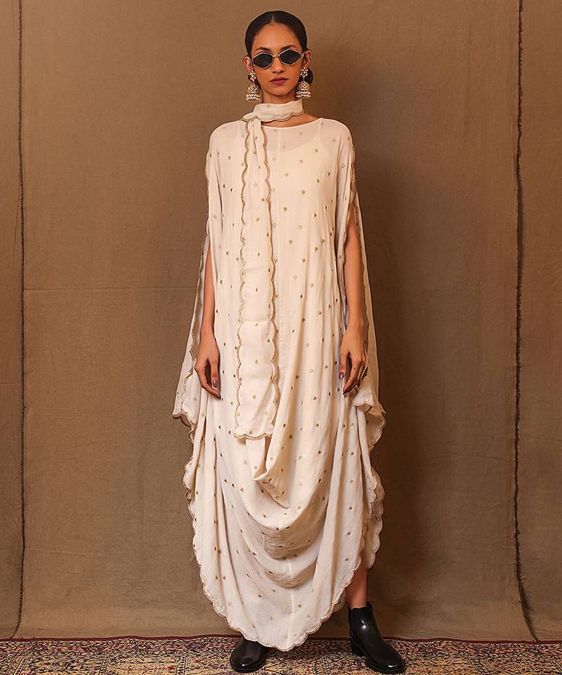 White printed cotton dress