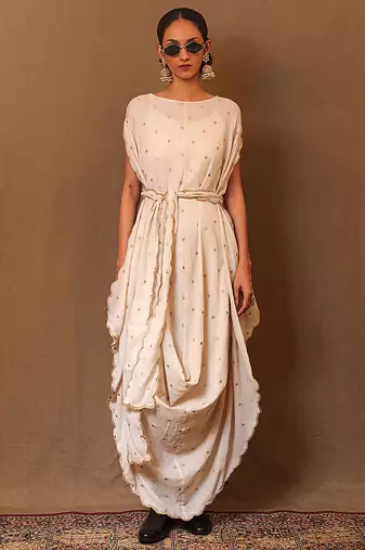 White printed cotton dress