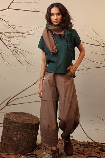 Green and Brown cotton co ord set