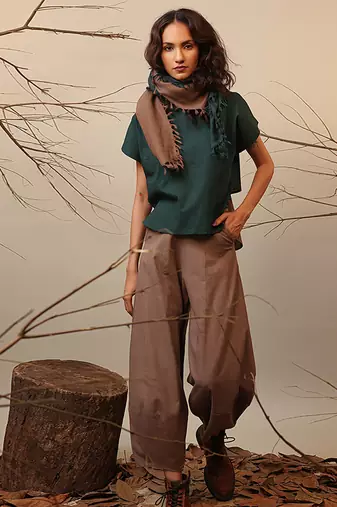 Green and Brown cotton co ord set