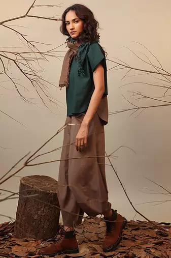 Green and Brown cotton co ord set
