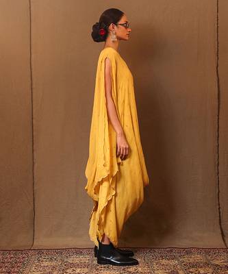 Yellow printed cotton dress 2