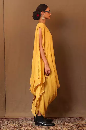 Yellow printed cotton dress