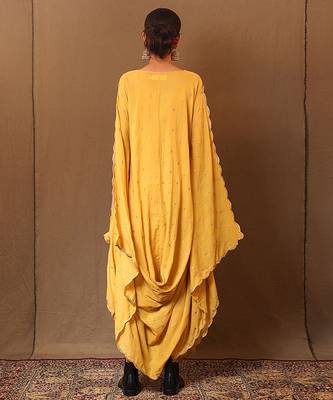 Yellow printed cotton dress 3