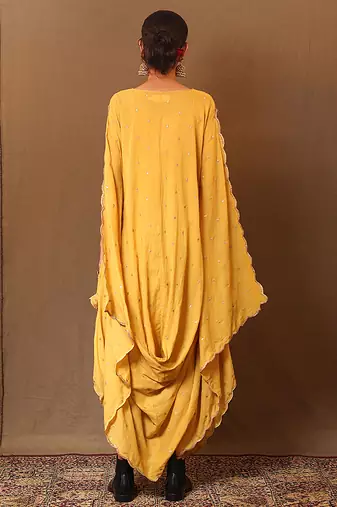 Yellow printed cotton dress