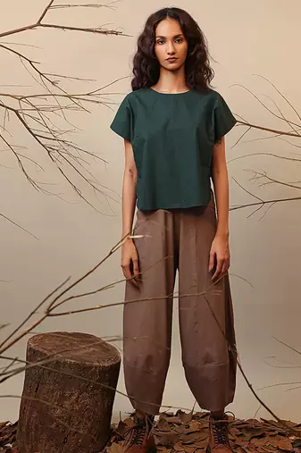 Green and Brown cotton co ord set