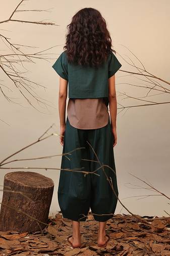 Green and Brown cotton co ord set