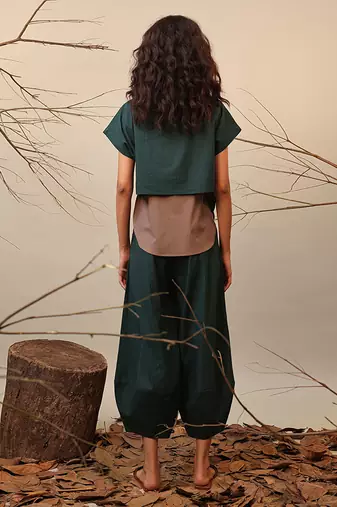 Green and Brown cotton co ord set