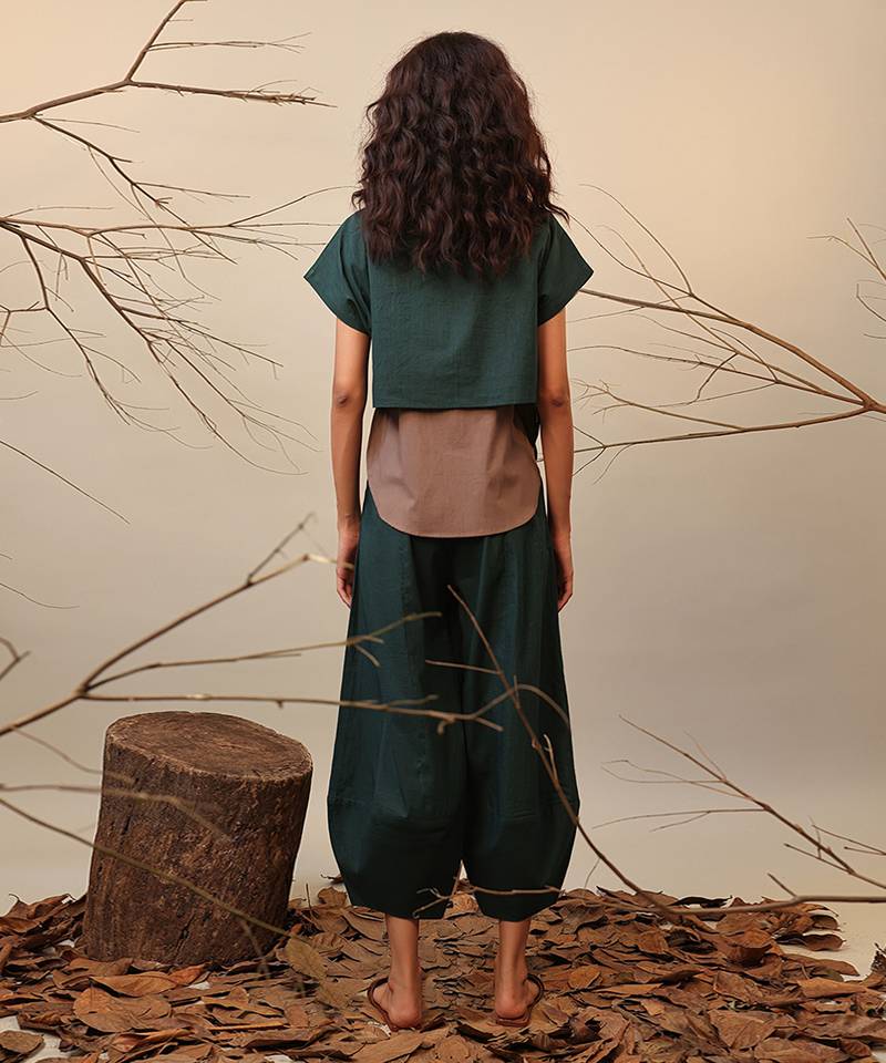 Green and Brown cotton co ord set