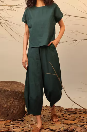 Green and Brown cotton co ord set