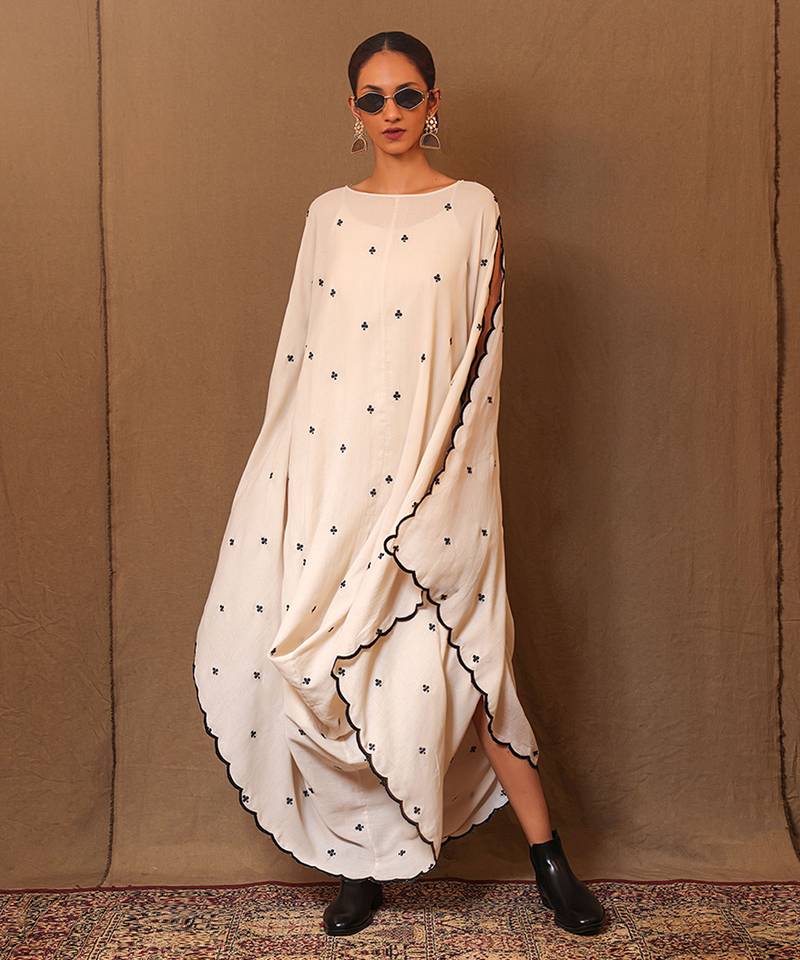 White printed cotton dress