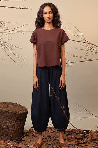 Brown and Blue cotton co ord set