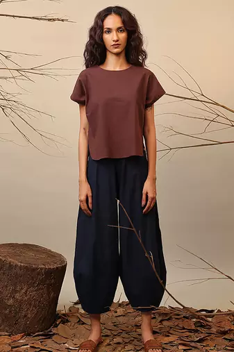 Brown and Blue cotton co ord set