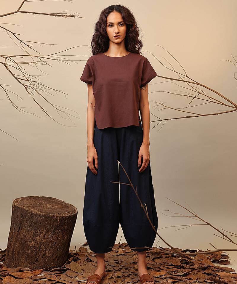 Brown and Blue cotton co ord set