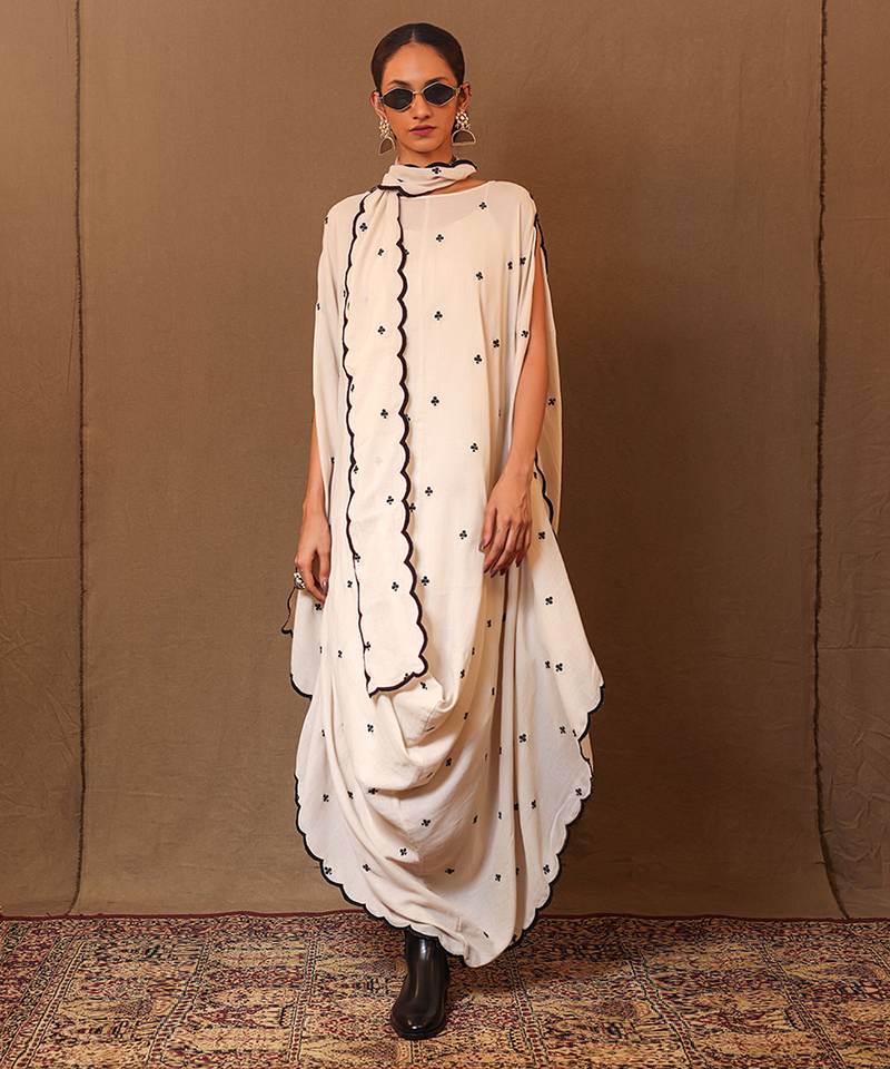 White printed cotton dress