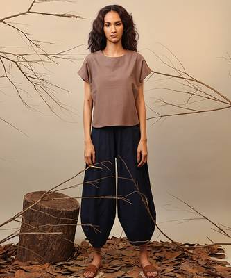 Brown and Blue cotton co ord set 1