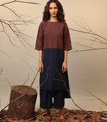 Brown and Blue cotton kurta