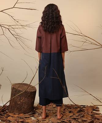 Brown and Blue cotton kurta 2