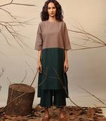 Brown and Green cotton kurta