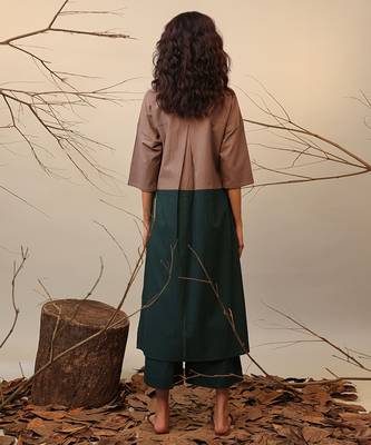 Brown and Green cotton kurta 2
