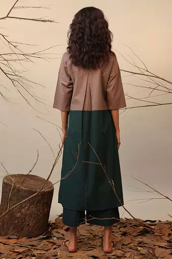 Brown and Green cotton kurta