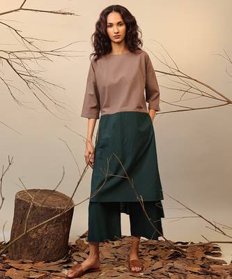 Brown and Green cotton kurta 3