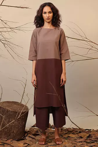 Brown cotton kurta 