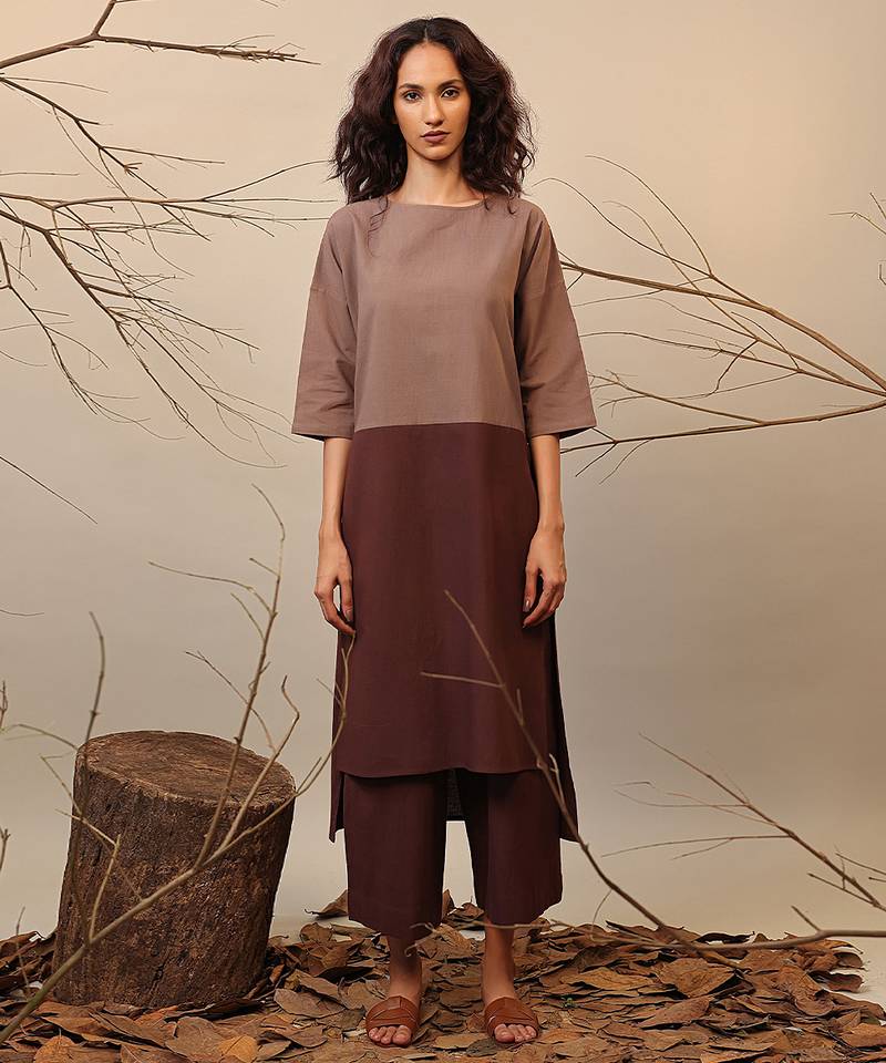 Brown cotton kurta 
