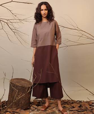 Brown cotton kurta  3