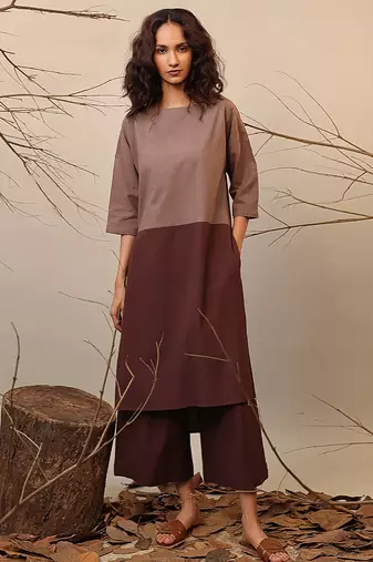 Brown cotton kurta 
