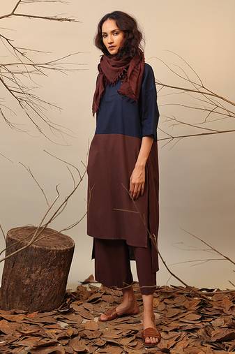 Blue and Brown cotton kurta