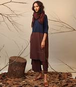 Blue and Brown cotton kurta