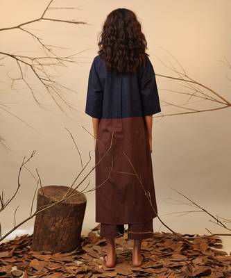Blue and Brown cotton kurta 2