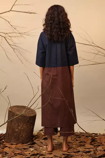 Blue and Brown cotton kurta