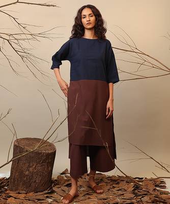 Blue and Brown cotton kurta 3