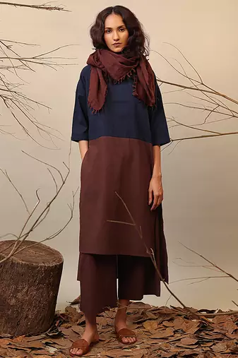 Blue and Brown cotton kurta