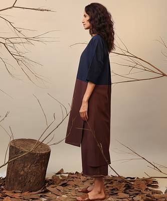 Blue and Brown cotton kurta set 2