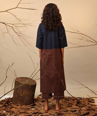Blue and Brown cotton kurta set 3